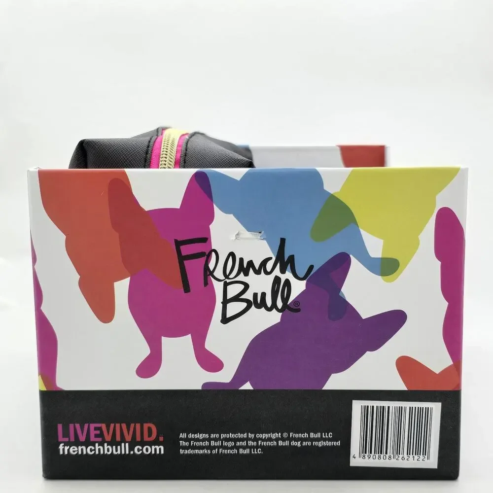 French Bull Dog‎ 2 Piece Set Cosmetic Black Pink Hearts Makeup Travel Organizer